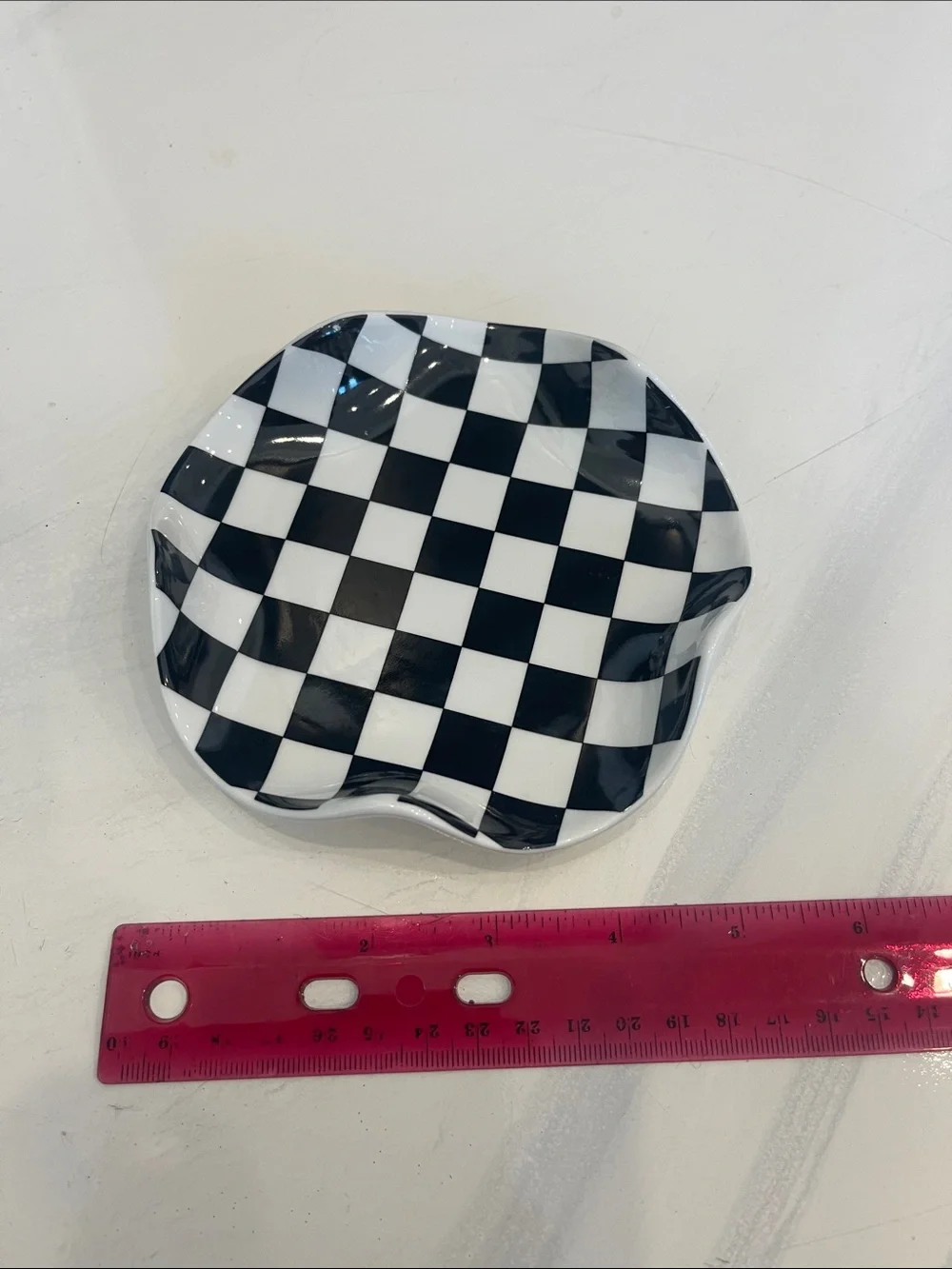 Checkerboard Ceramic Decorative Plate - Black and White
